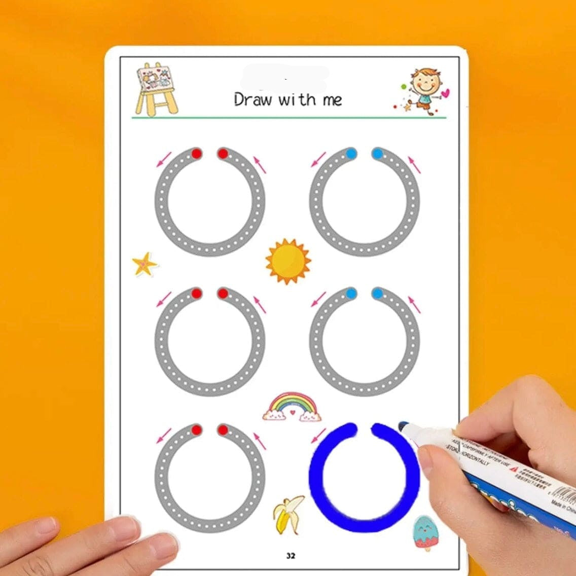 Level 4 Reusable Magic Practice Copybook for Kids with Drawing Pens and Eraser-Kids Brain Development Training Book