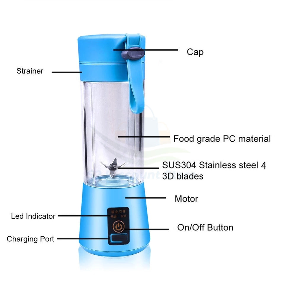 Portable 6 Blade Electric USB Rechargeable Blender Juicer