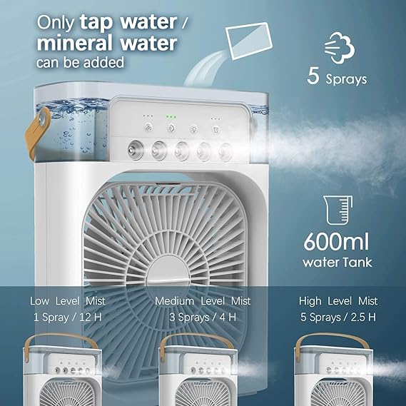 Portable Air Cooling Mist Rechargeable Fan
