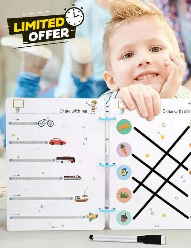 Reusable Magic Practice Copybook for Kids with Drawing Pens and Eraser-Kids Brain Development Training CopyBook