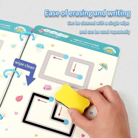 Reusable Magic Practice Copybook for Kids with Drawing Pens and Eraser-Kids Brain Development Training CopyBook