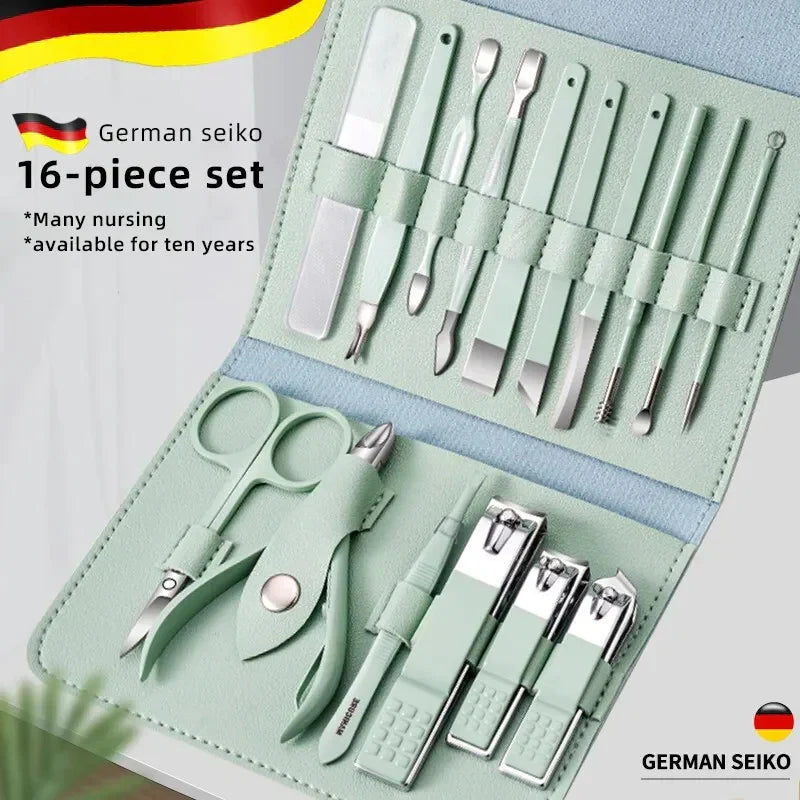 16 PCS Stainless Steel Nail Clipper Manicure Pedicure Set