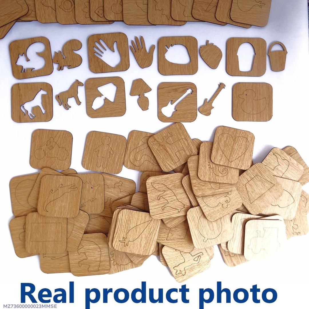 Wooden Stencils Drawing Kit - Free Colors Set Inside | Creative Art Set