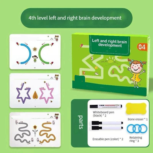 Level 4 Reusable Magic Practice Copybook for Kids with Drawing Pens and Eraser-Kids Brain Development Training Book