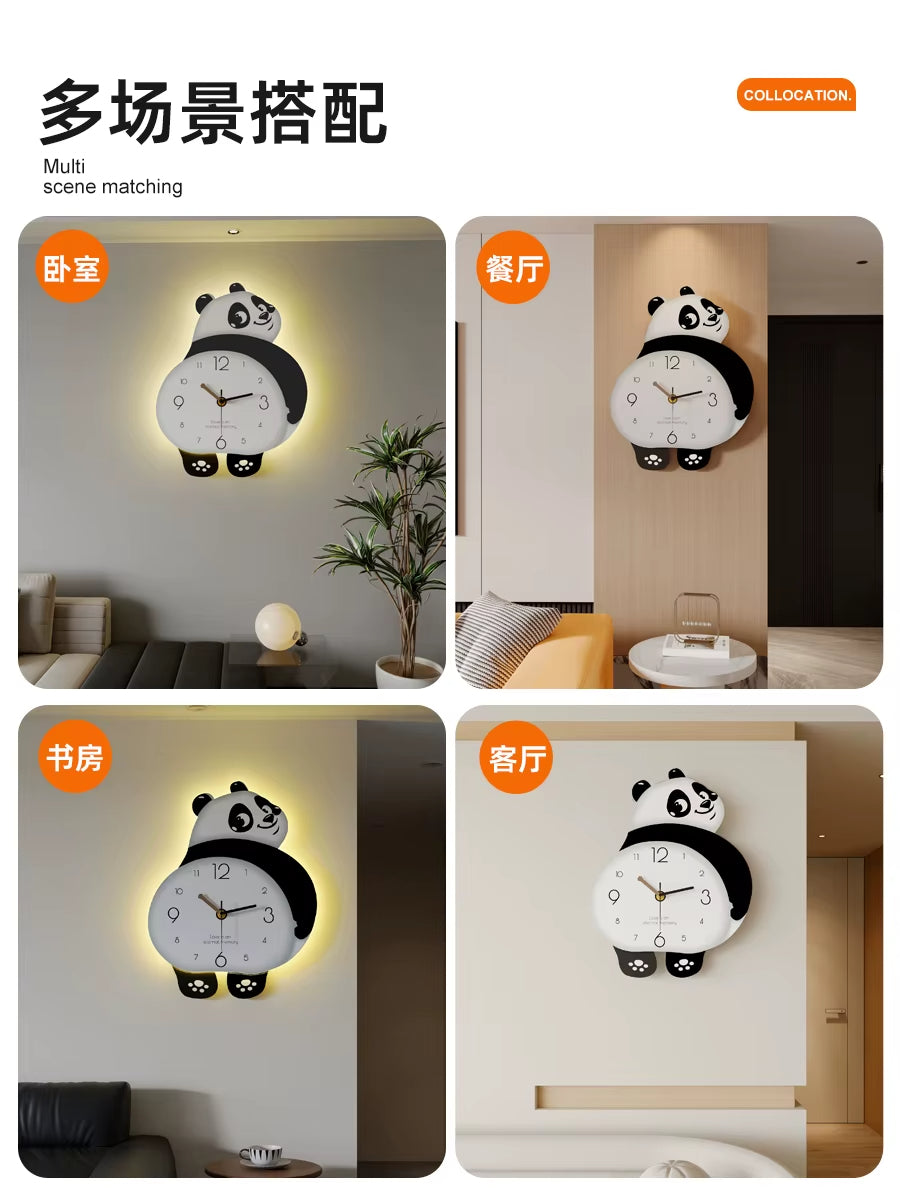 Panda Wall Clock Living Room Atmosphere -Modern Living Room Watch New Clock Dining Room