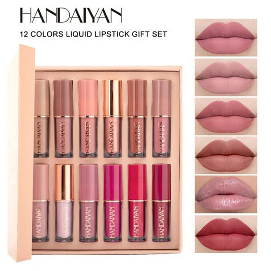 12 in 1 HANDAIYAN Lip Gloss Long-Lasting Set