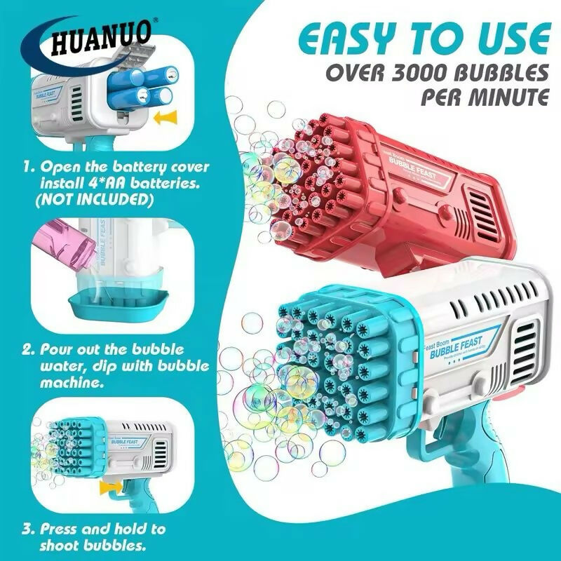 36 Holes Bazooka Bubble Blaster for Kids & Toddlers
