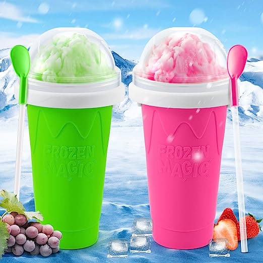 Double Layer Squeeze Slushy Maker Cup, Homemade Milk Shake Ice Cream Maker