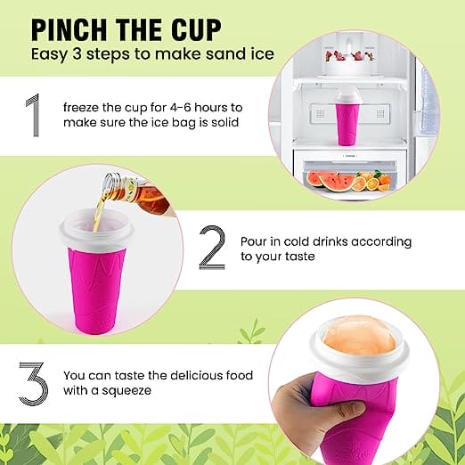Double Layer Squeeze Slushy Maker Cup, Homemade Milk Shake Ice Cream Maker