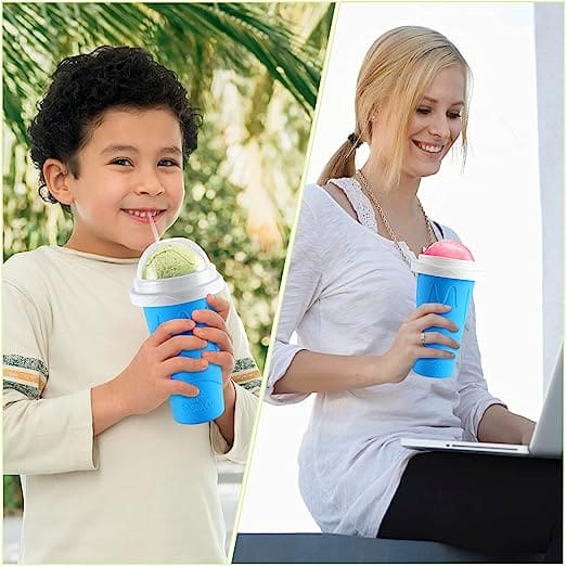 Double Layer Squeeze Slushy Maker Cup, Homemade Milk Shake Ice Cream Maker