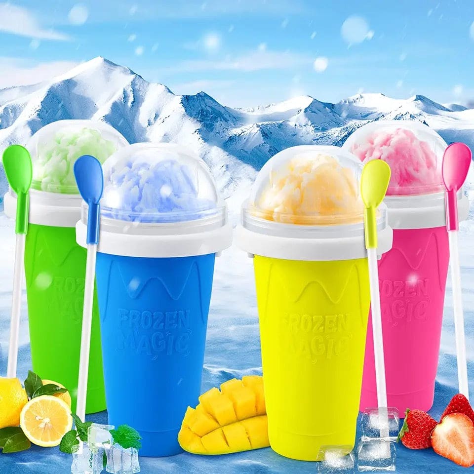 Double Layer Squeeze Slushy Maker Cup, Homemade Milk Shake Ice Cream Maker