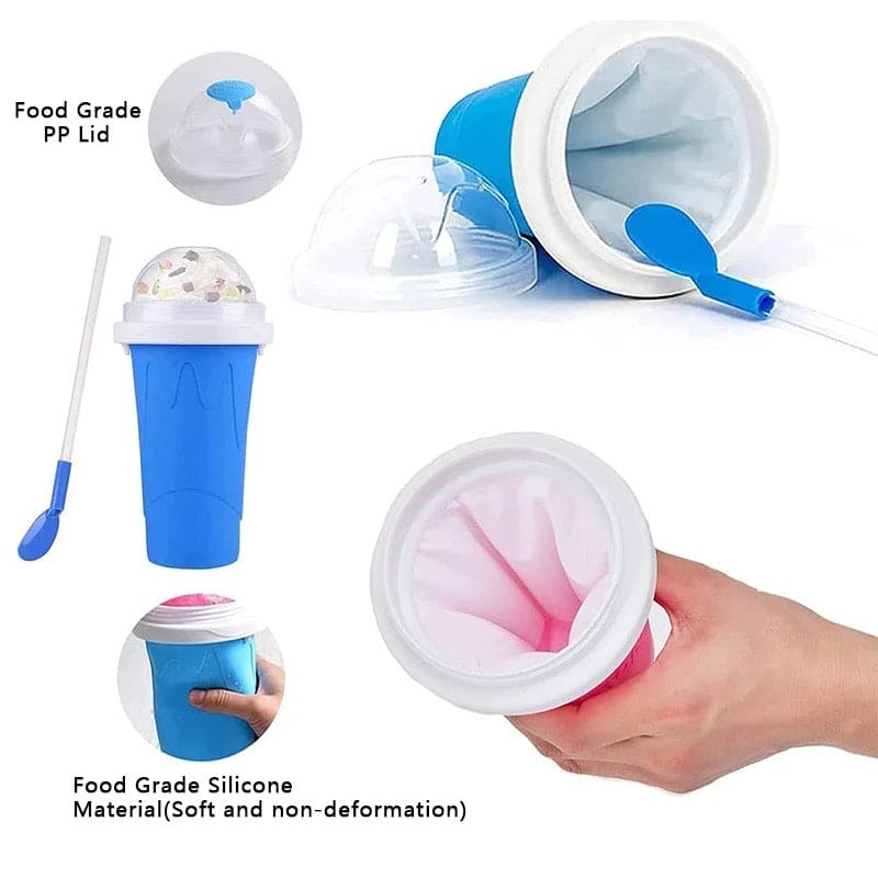 Double Layer Squeeze Slushy Maker Cup, Homemade Milk Shake Ice Cream Maker