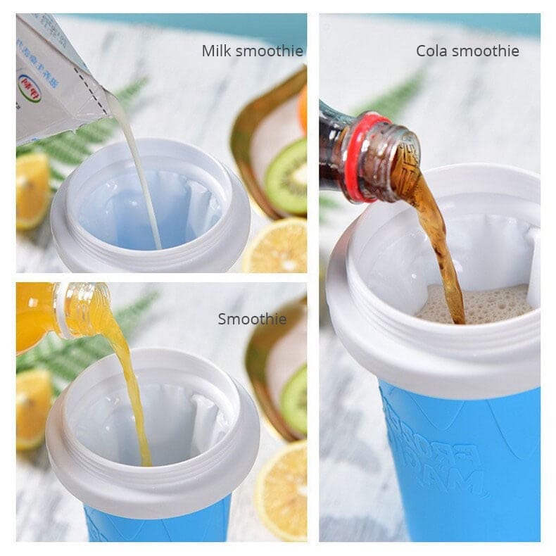 Double Layer Squeeze Slushy Maker Cup, Homemade Milk Shake Ice Cream Maker