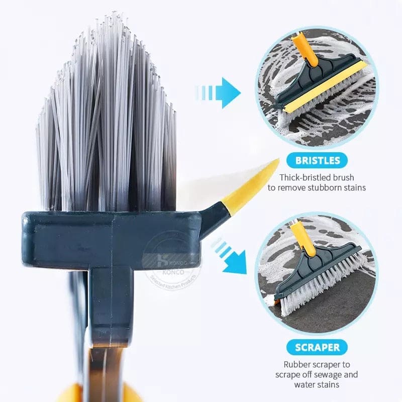 2 In 1 Floor Scrub Brush-Long Handle Removable Wiper Magic Broom Brush