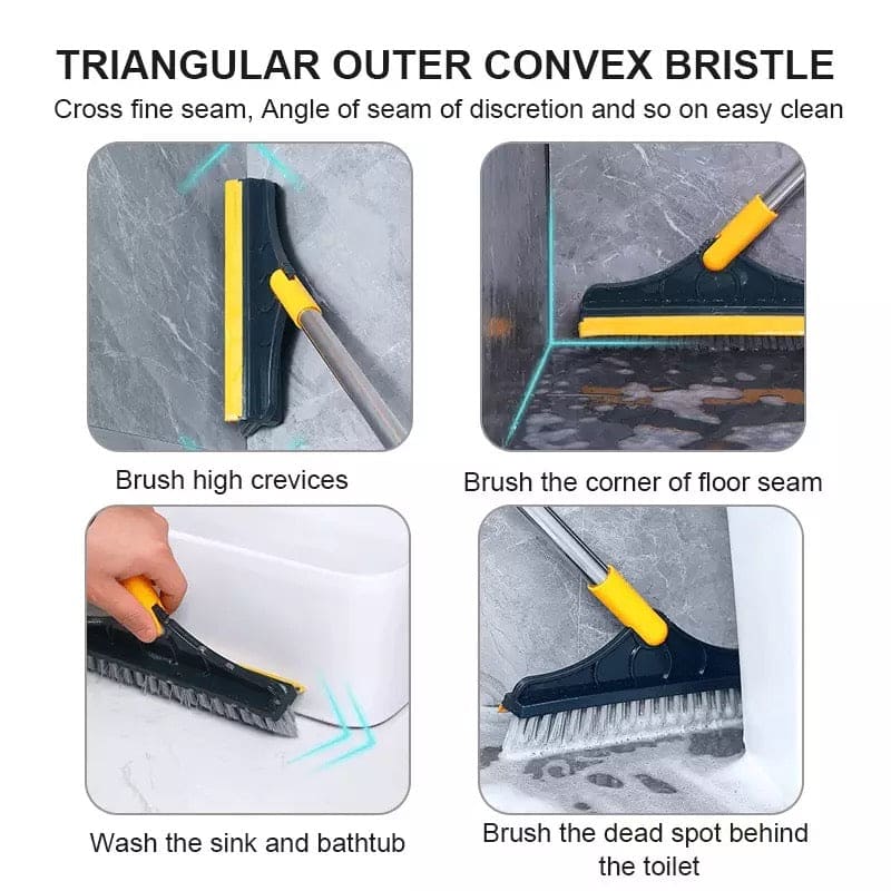 2 In 1 Floor Scrub Brush-Long Handle Removable Wiper Magic Broom Brush