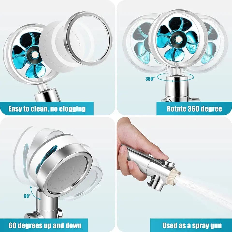 Adjustable 360 Degree Shower Head With Fan - Next Level Shower Head